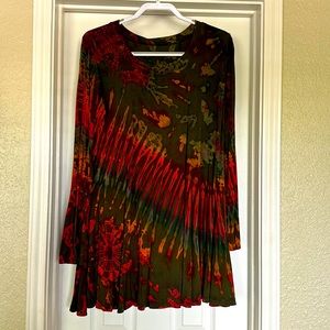 Tie Dye Long Sleeve Jewel Tone Dress